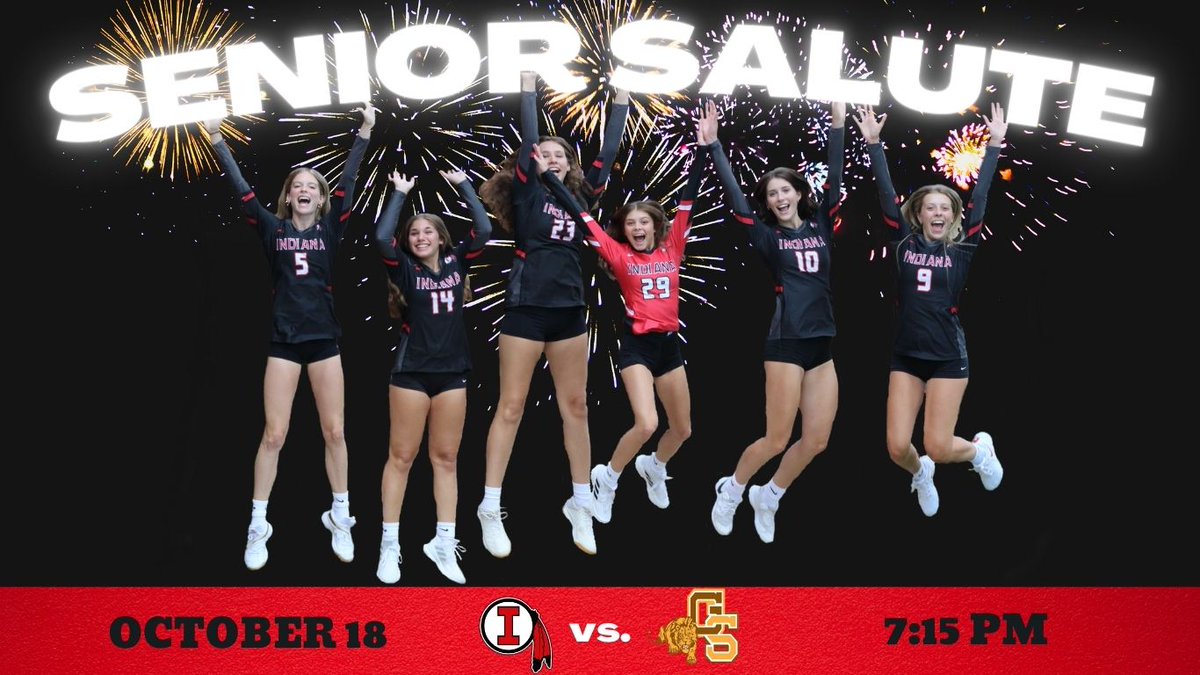 Raise your hand if you're excited about tonight's senior salute! 🎆🏐

Indiana faces off against Greensburg Salem, JV set for 6:00 PM and Varsity set for 7:15 PM.

#IndianaPride