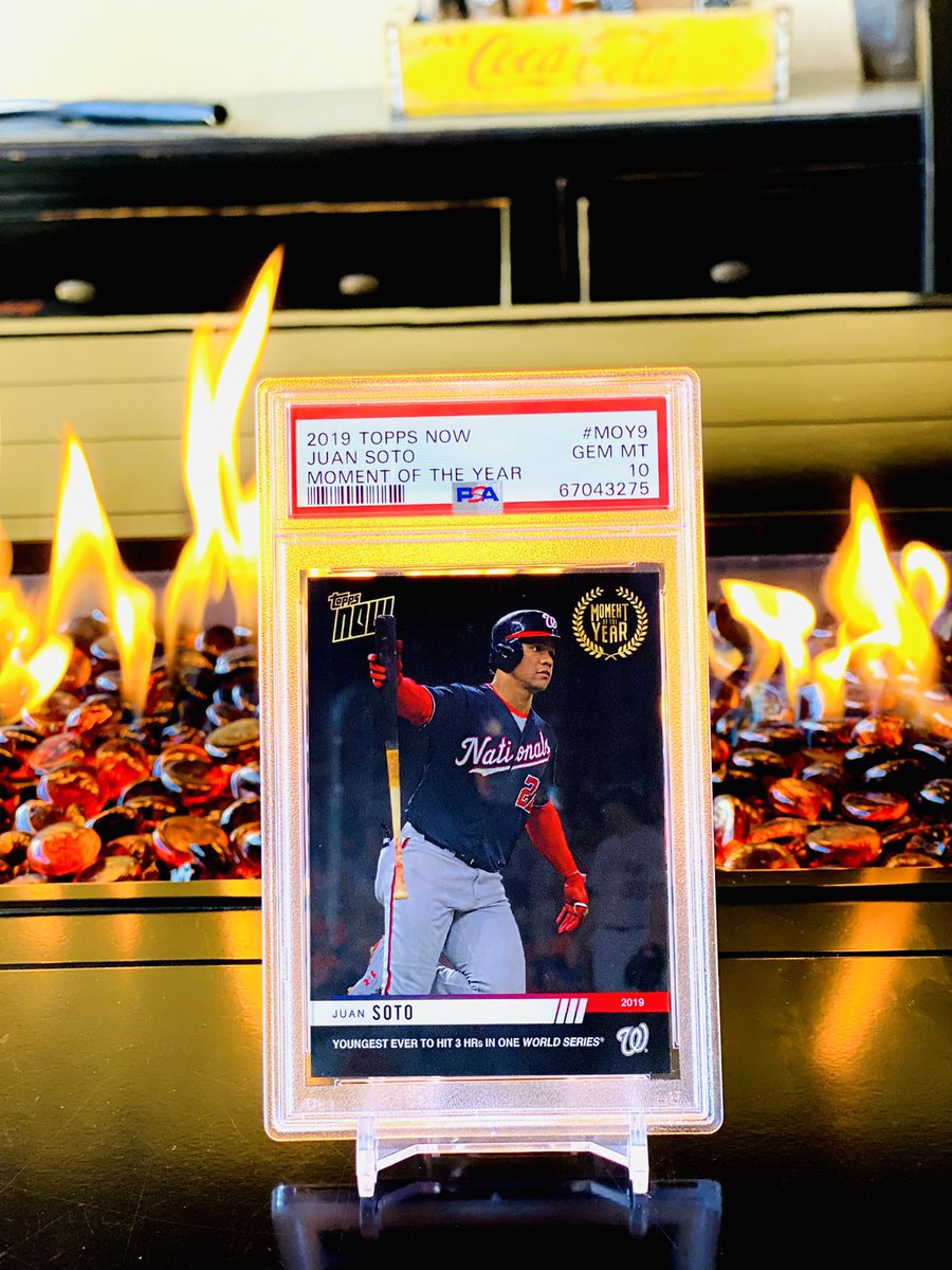 BigErmis33's tweet photo. The original Juan Soto Bat Drop. 2019 Topps Now - POP 3 - Print Run - 🦄 #juansoto #ghostcard #psa https://t.co/MwiJpbshjX