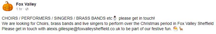sheffieldbrass's tweet photo. Fox Valley needs choirs / performers / singers AND BRASS BANDS 🎺🥁

https://t.co/KOAKNASuz4 https://t.co/2izew9cE35