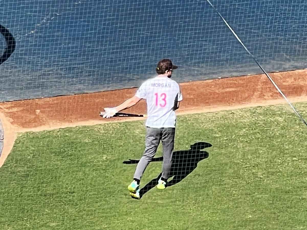 annieheilbrunn's tweet image. Jake Cronenworth getting some early work in while wearing an @alexmorgan13 jersey. Good mojo going for both teams right now.