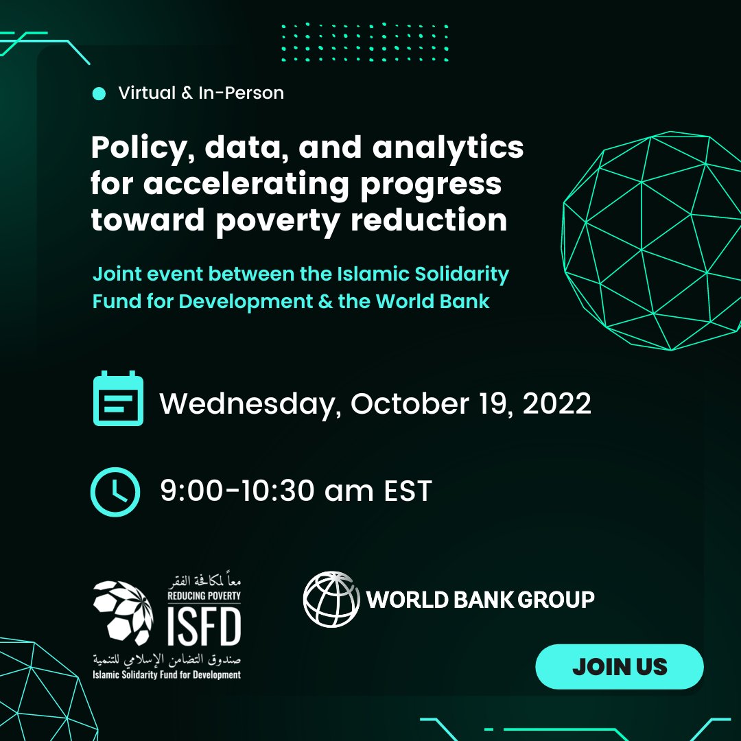 LFLopezCalva's tweet photo. 📊How has data been used for accelerating poverty reduction? 

Join us 𝐭𝐨𝐦𝐨𝐫𝐫𝐨𝐰 for this #EndPoverty week event with a group of distinguished analysts from @ISFD_IsDB, @UNESCWA, #Egypt government and @WorldBank.
 
Click here: https://t.co/14xJvNiyou

@isdb_group https://t.co/er1K5ag0KH