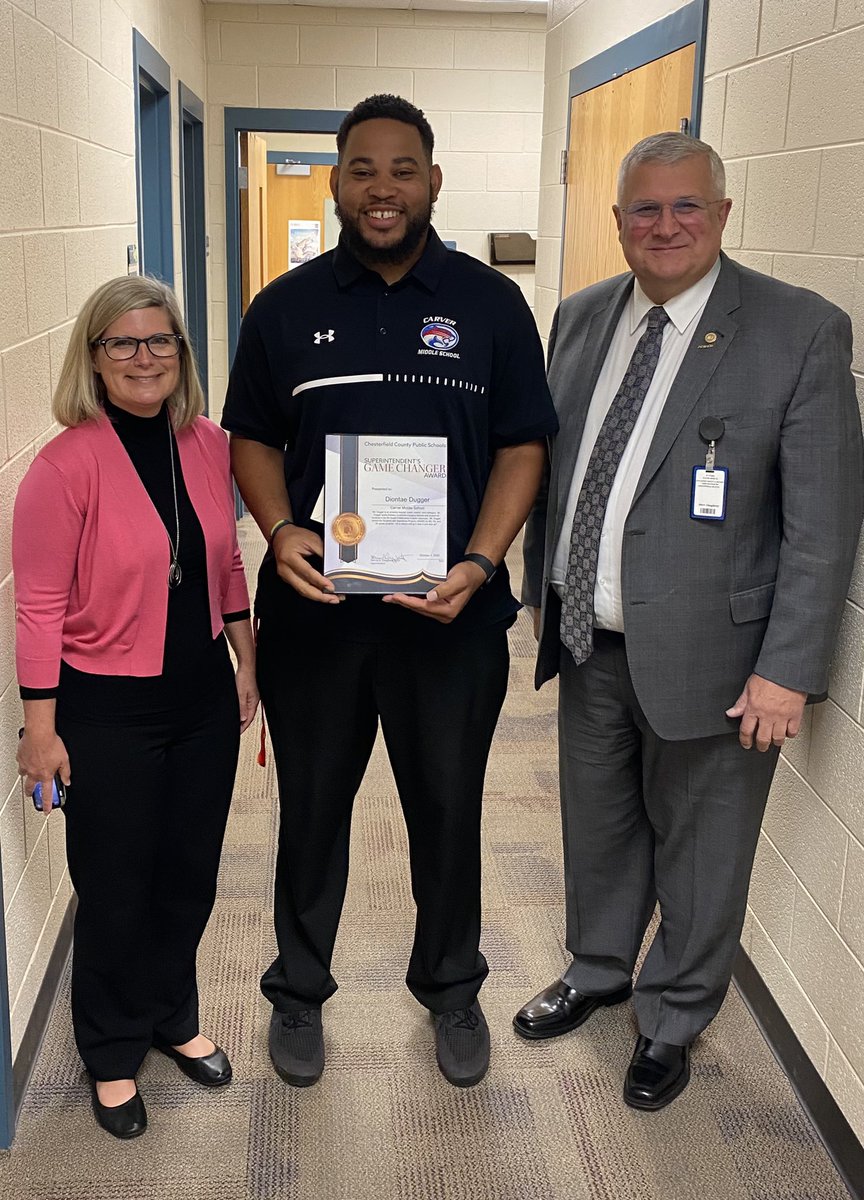 Mr. Dugger is a @ccpsinfo Game Changer!  Teacher, Coach, Mentor, and Colleague!  We appreciate his commitment to G.W. Carver MS students and community!  Go Mr. Dugger!  Go Cougars!