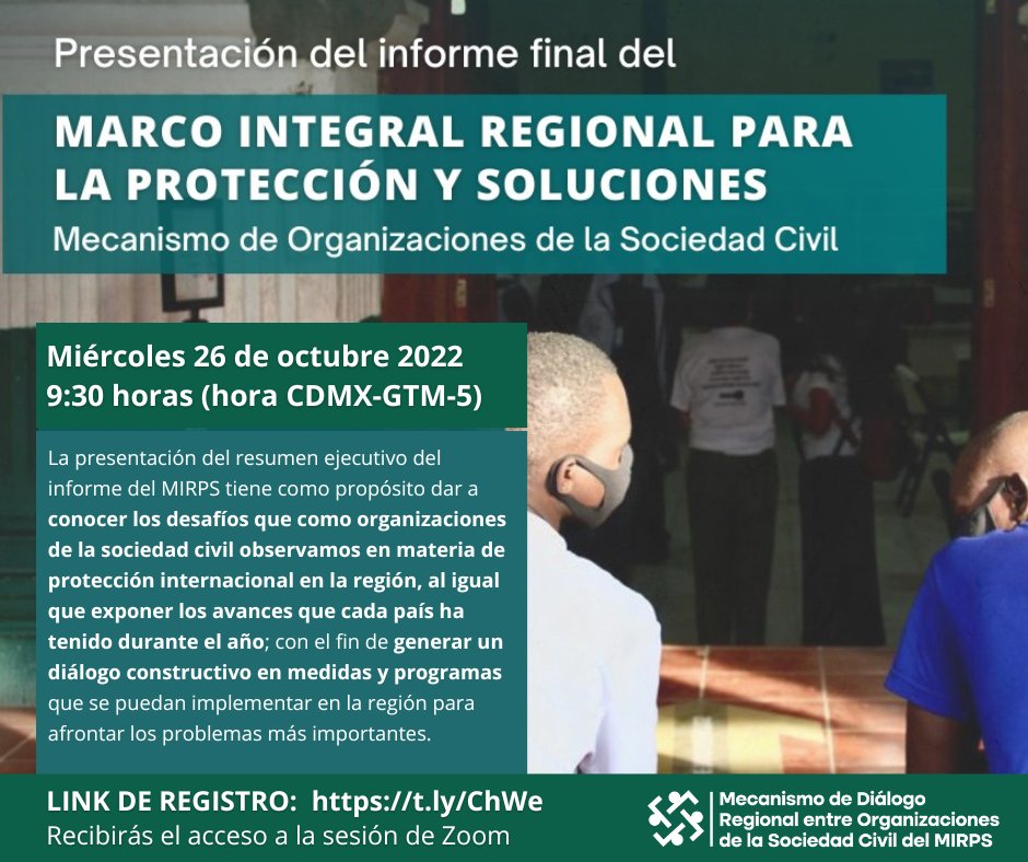 📌🗓️El próximo 26 de octubre, un encuentro para compartir los desafíos y retos en materia de protección y soluciones para las personas en condición de desplazamiento forzado en la región. Evento abierto con previo registro:
us06web.zoom.us/meeting/regist…