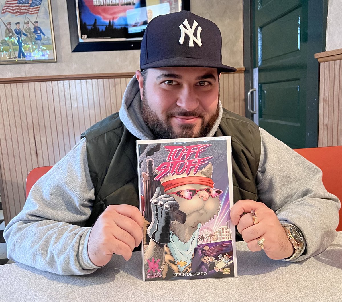 FrigidGiant's tweet photo. Proof that is does exist! #TuffStuff is out tomorrow in stores worldwide! Thank you for all the support and thank you @SourcePtPress for believing in this crazy cat #Tuffstuffcomic #sourcepointpress #comicbooks #undergroundcomics #makemorecomix #cats #springbreak #dyngus https://t.co/688c3PtxMn