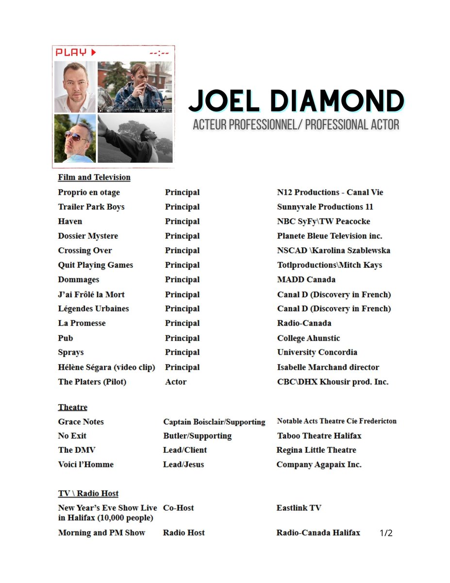 ac48hfp's tweet photo. Joel Diamond🤩 Acteur professionnel/ Professional Actor- Bilingue/ Bilingual/ Cherche à rejoindre une équipe /Looking to join a team in HRM NS for the 48 Hour Film Project on Oct. 28-30, 2022 🥳 Envoyer un couriel/email halifax@48hourfilm.com https://t.co/vji8VZB38Y https://t.co/T6uFpE2TTk