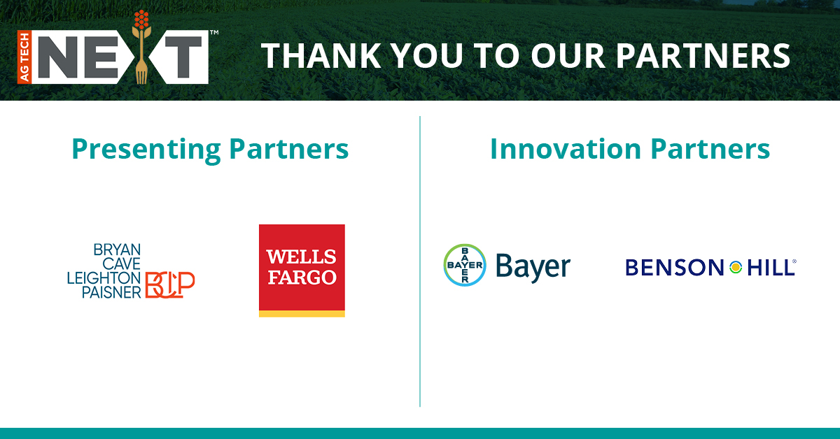AgTechNEXT (@agtechnext) on Twitter photo Thank you to our #AgTechNEXT Presenting and Innovation Partners for your incredible support! ✨ <a href="/BCLPlaw/">BCLP</a>, <a href="/WellsFargo/">Wells Fargo</a> & <a href="/BensonHillInc/">Benson Hill</a>, <a href="/Bayer4Crops/">Bayer | Crop Science</a> ✨
Check out all of our amazing 2022 partners! 👉 bit.ly/3r2hbnn Thank you to our #AgTechNEXT Presenting and Innovation Partners for your incredible support! ✨ <a href="/BCLPlaw/">BCLP</a>, <a href="/WellsFargo/">Wells Fargo</a> & <a href="/BensonHillInc/">Benson Hill</a>, <a href="/Bayer4Crops/">Bayer | Crop Science</a> ✨
Check out all of our amazing 2022 partners! 👉 bit.ly/3r2hbnn