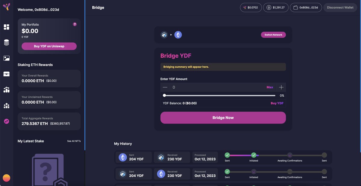 yieldification's tweet image. Excited to launch the $YDF protocol and all features on @Arbitrum, one of the fastest and highest TVL L2&apos;s, next week. Here comes high throughput and cheap transactions yieldies! After that we finish our full-featured #NFT marketplace to make $YDF stakes much easier to trade.