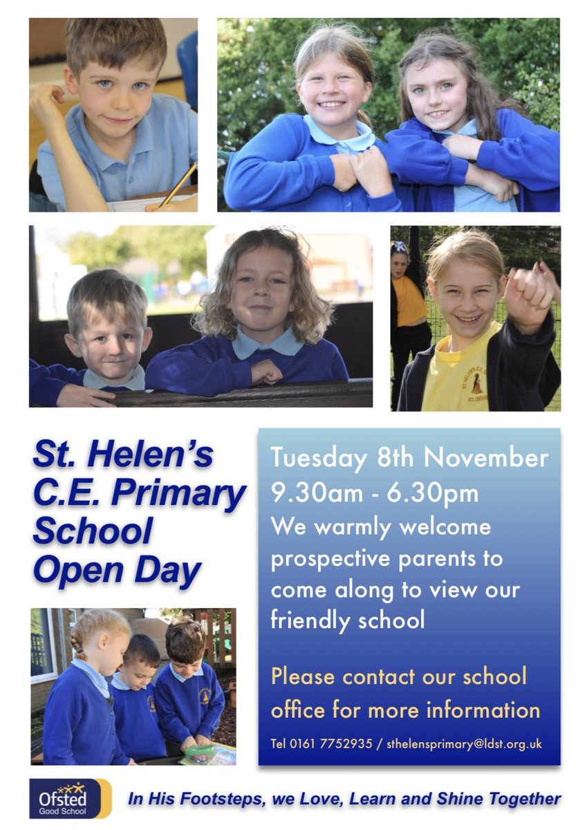sthelensCEPS's tweet photo. ⭐️⭐️ST. HELEN’S CE PRIMARY SCHOOL OPEN DAY⭐️⭐️ We warmly invite prospective Reception parents to our Open Day on THURSDAY 8th NOVEMBER - see details below ⬇️ @LDSTEducation @EducateMag https://t.co/YAnGNEE9vM