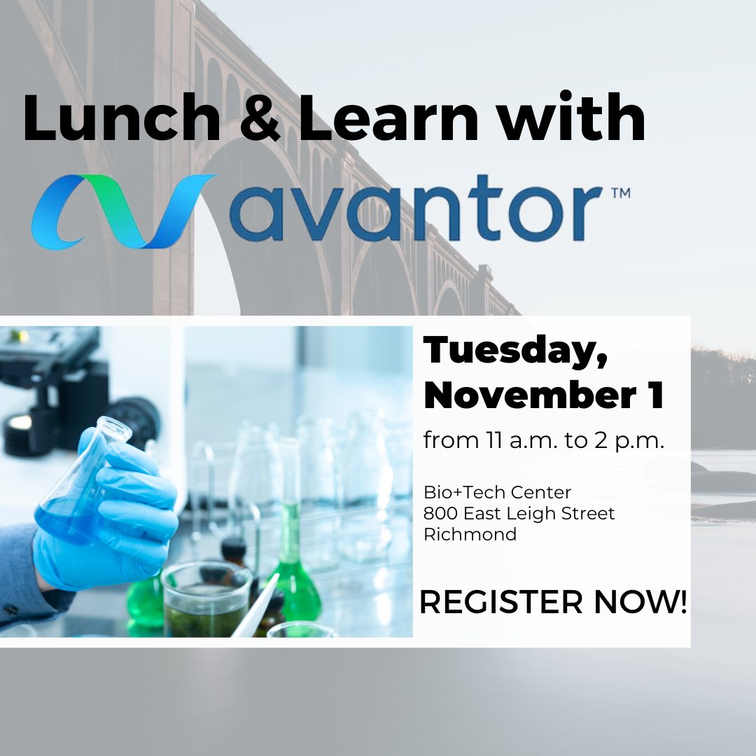 Register now for a lunch & learn with Avantor on November 1 to meet over 25 life sciences vendors and enjoy a complimentary lunch! Get your tickets here: ow.ly/9FRk50LeFSk