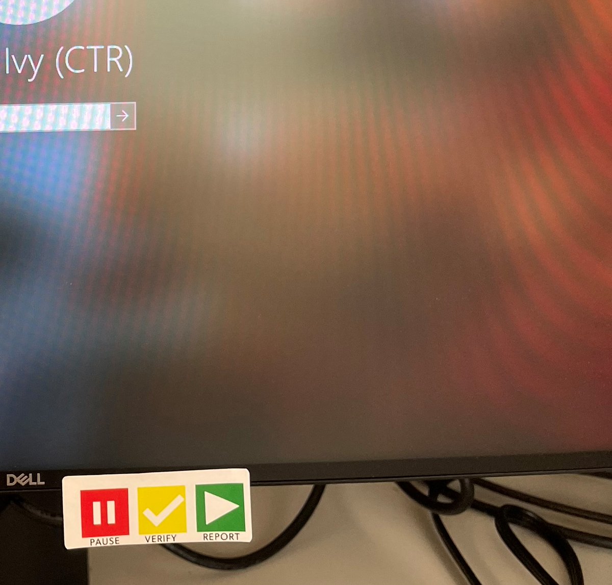 MA_Comptroller's tweet photo. Ivy of the CTR Statewide General Accounting Team has her PVR sticker as a reminder to Pause, Verify, Report any suspicious request. Do you PVR?#31Daysof Cybersecurity, #CTR-PVR-PauseVerifyReport #cybersecurityawareness https://t.co/ksKu4dGHDz