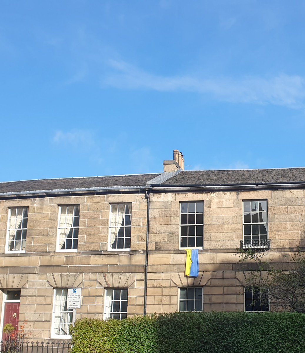 puffedtweet's tweet photo. Support for #Ukraine just a few doors from #RobertLouisStevenson's  birthplace.  
 #HowardPlace
#Edinburgh https://t.co/r6LLexwQdH