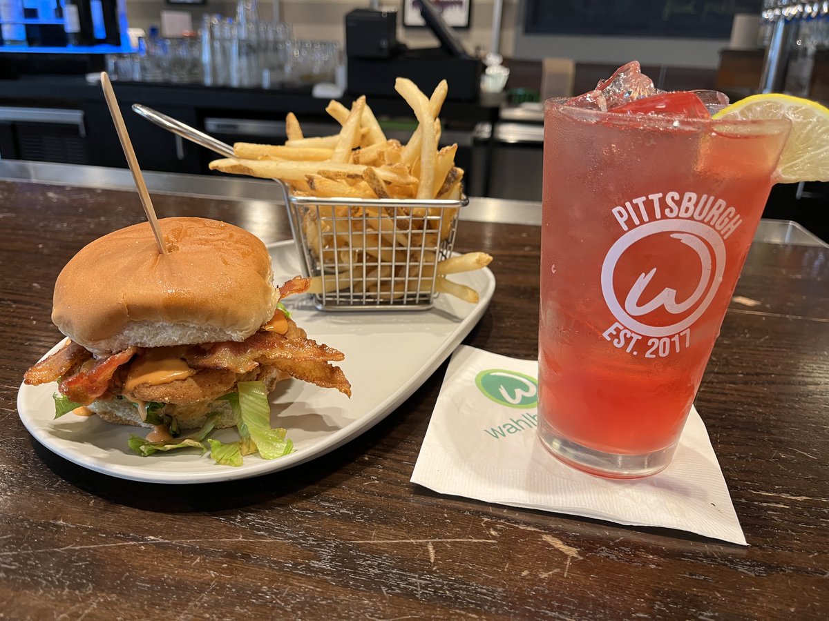 Our two new featured menu items go great together! Wash down a Spicy Chicken BLT with our refreshing new Apple Cranberry Cooler. #Wahlburgers #Pittsburgh #ChickenSandwich
