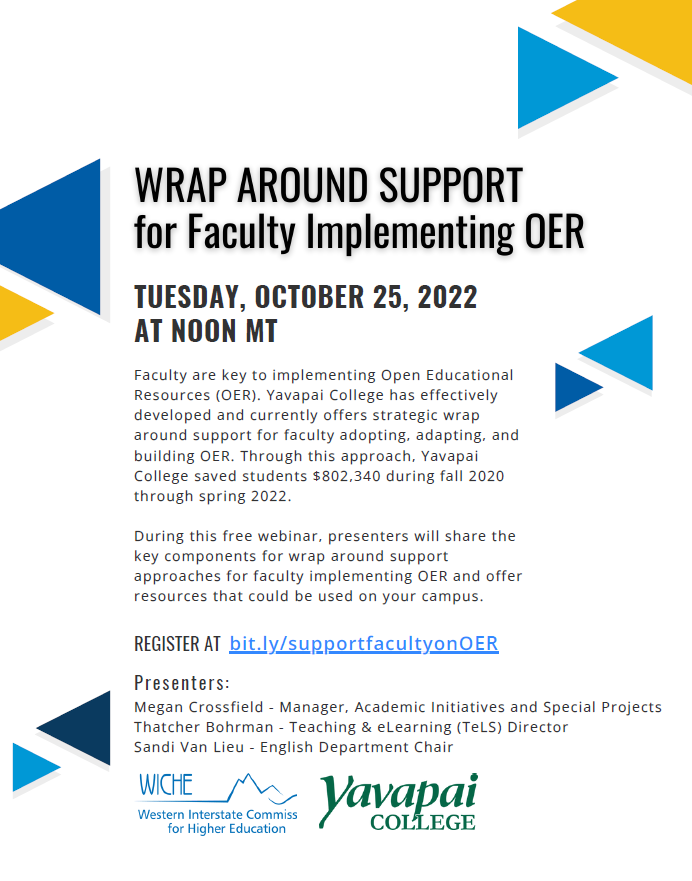 Liliana Diaz (@ldiazsolodukhin) on Twitter photo It's a busy week with #OpenEd22 underway...don't let it end! Check out an amazing free webinar next week, 10/25 at Noon MT on "Wrap Around Support for Faculty Implementing OER". <a href="/OERdigest/">OER Digest</a> #OER #faculty #OpenEd Register at bit.ly/supportfaculty… It's a busy week with #OpenEd22 underway...don't let it end! Check out an amazing free webinar next week, 10/25 at Noon MT on "Wrap Around Support for Faculty Implementing OER". <a href="/OERdigest/">OER Digest</a> #OER #faculty #OpenEd Register at bit.ly/supportfaculty…