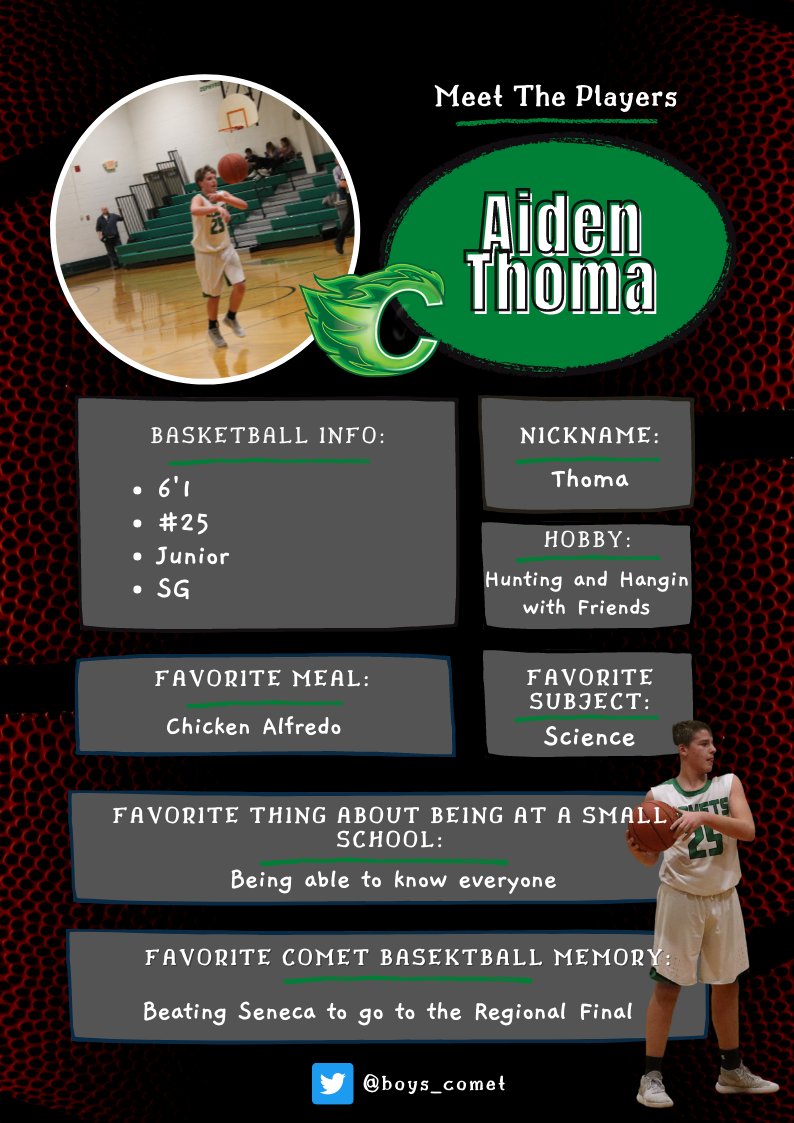 Say hello to our Junior guard, Aiden Thoma!