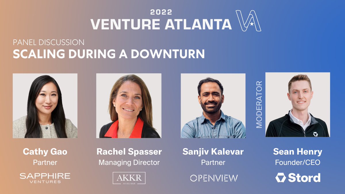 Sapphire's @cgao is headed to @VentureAtlanta w/ @SanjivKalevar (@OpenViewVenture), Rachel Spasser (@AccelKKR) & @seanhenryatl (@GetSTORD) to discuss 'Scaling During a ⬇️turn': 🤔Tough operational decisions 📊How to adapt 🚀Hyper-Scaling ⚖️Growth & runway bit.ly/3CPLgfM