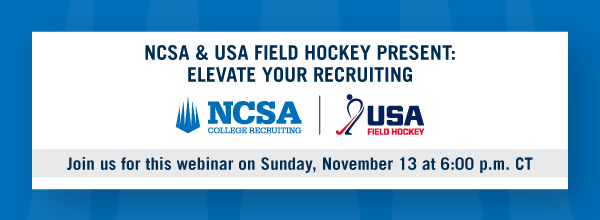 With the National Hockey Festival coming up and winter recruiting in full swing, you’ll want to register for USA Field Hockey's next educational webinar hosted by partner @ncsa College Recruiting on November 13, 2022. Sign-up for this FREE webinar! go.teamusa.org/3VzIIL8