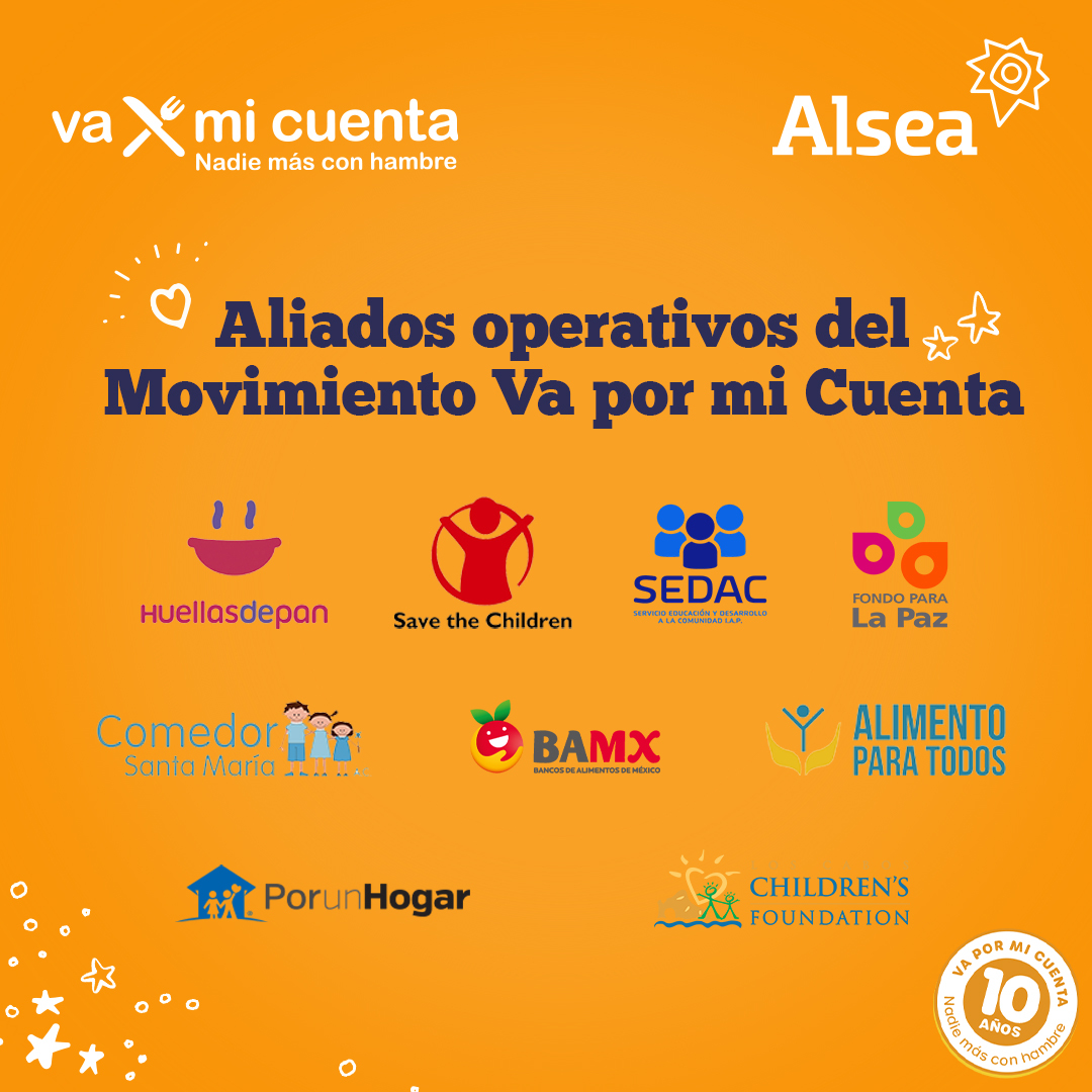 somosalsea's tweet photo. Va por mi Cuenta es un movimiento respaldado por Fundación Alsea, A.C. y con el apoyo de nuestras marcas, colaboradores y aliados, ayudamos a erradicar el hambre en México.
#SomosAlsea #VaXMiCuenta #VaXMenosHambre https://t.co/CKNMpF7wLy