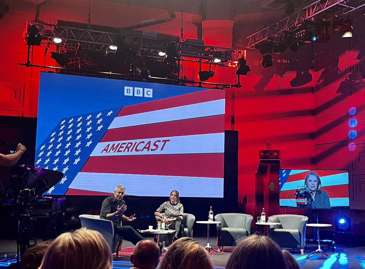 elian_fletcher's tweet photo. Spent the evening of the BBC’s 100th birthday at #castfest in the company of our brilliant news podcasts #Newscast #Americast #Ukrainecast #BBC100 https://t.co/AAP9Q6isLf