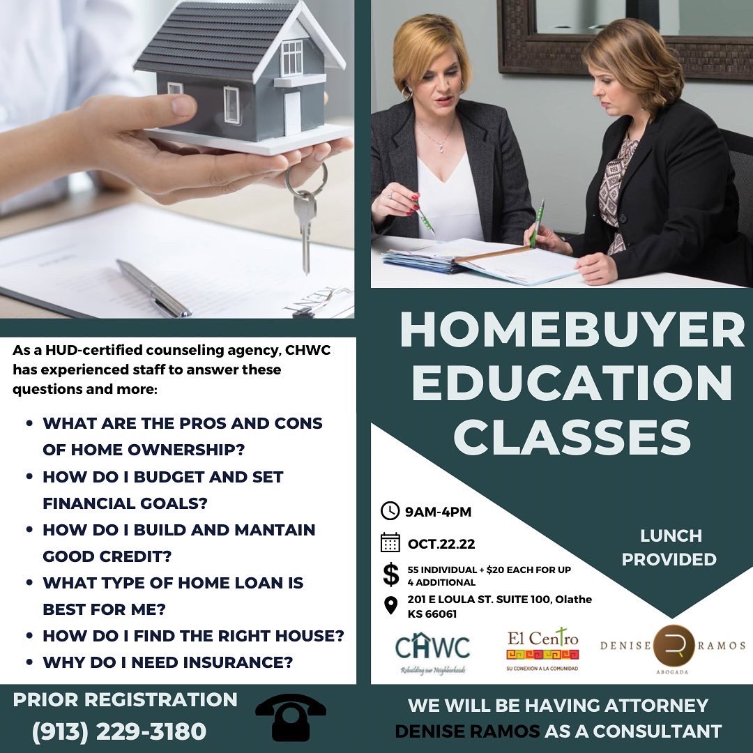 AbogadaDenise's tweet image. Mi gente!! No se pierdan de este interesante curso para los compradores de casa organizado por nuestros amigos de @ElCentroInc  y @CHWCINC  

Para asegurar su lugar deberán llamar al ☎️ (913) 229-3180