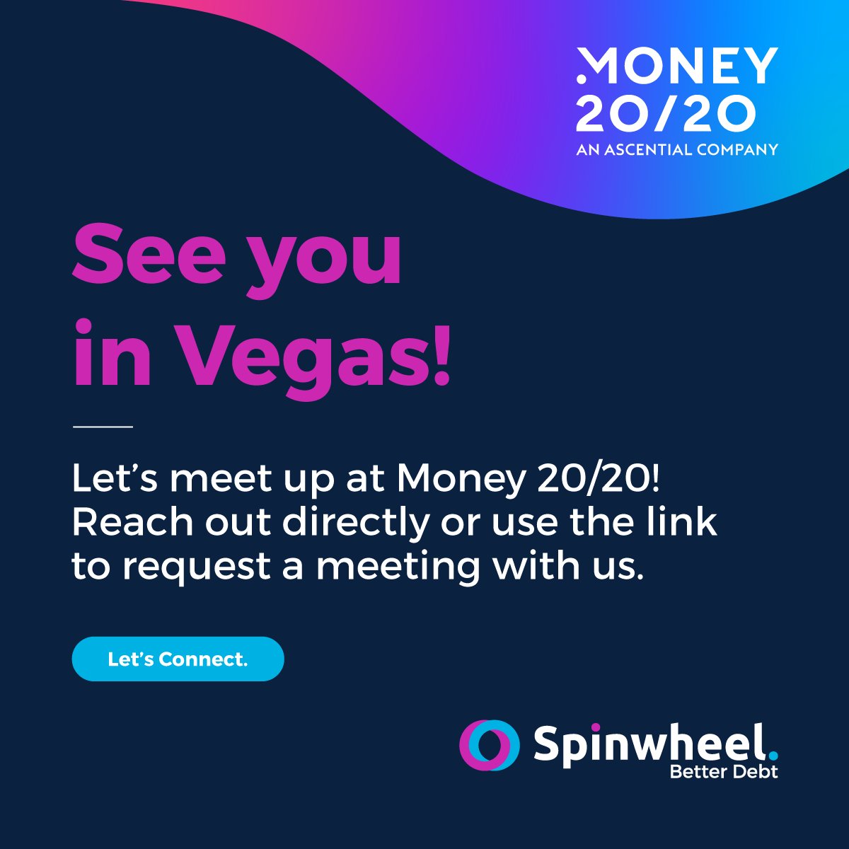 spinwheelapi's tweet photo. If you're at Money20/20 in Vegas next week, let's connect!
https://t.co/6HRRq9TxxV 

#Money2020USA #Money2020
#debtmanagement
#debtapi #loansapi
#studentloanmanagement
#employeebenefits
#fintech #embeddedfinance
#betterdebt #spinwheel https://t.co/O1zVS9HYew