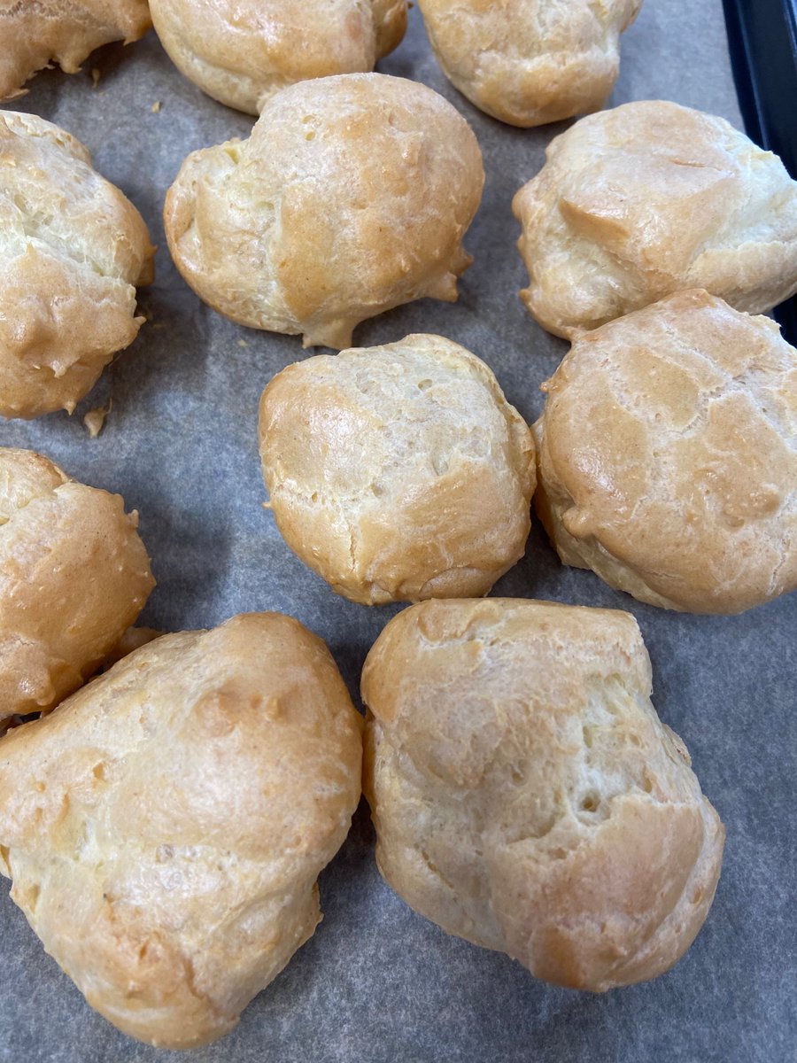 kerryobrien_TAP's tweet photo. Year 9 demonstrating their progress with pastry making today with choux. We are exploring the characteristics and the process of making of different types of pastry. Da iawn pawb! #pastrymaking #foodtech https://t.co/yb6p0uQQRR