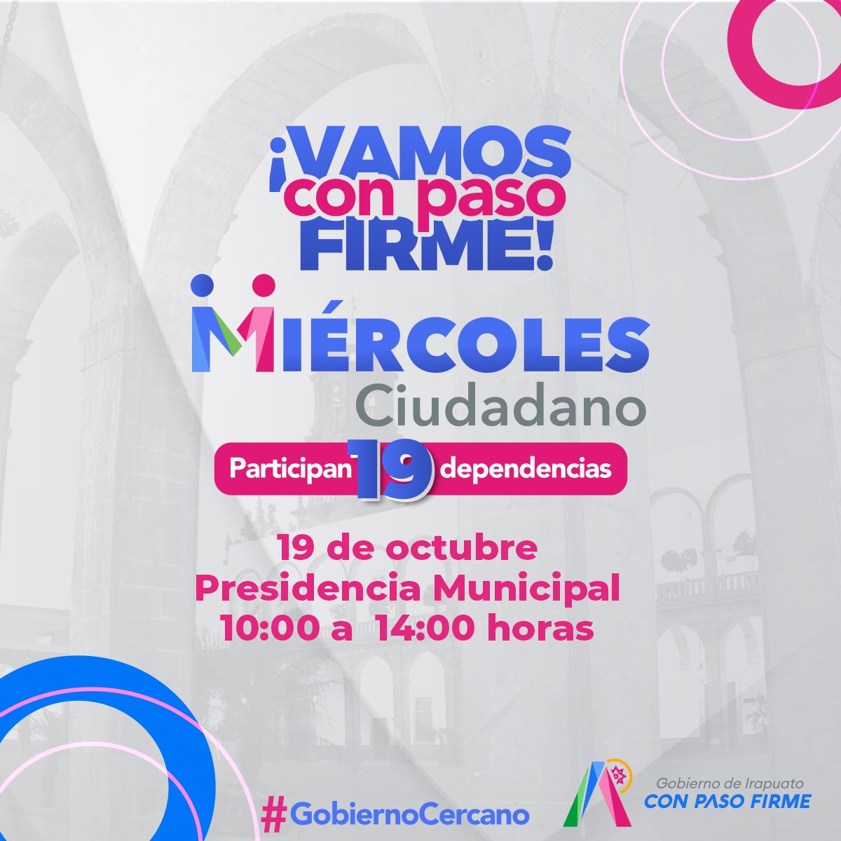 ¡Mañana es #MiércolesCiudadano! Acompáñanos de 10:00 am a 2:00 pm en el patio de presidencia municipal. ¡Te esperamos! Queremos escucharte y atenderte para #QueNadieSeQuedeAtrás. #ConUnidad #ConPasoFirme