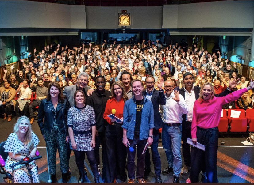 vicderbyshire's tweet photo. I literally ❤️ this photo
These are listeners of #Newscast, #Americast and #Ukrainecast who came together tonight with a load of us pod hosts, for the first ever #CastFest live from the historic BBC Radio Theatre 🎙
@BBCSounds
#BBC100 https://t.co/thcEx3nknu