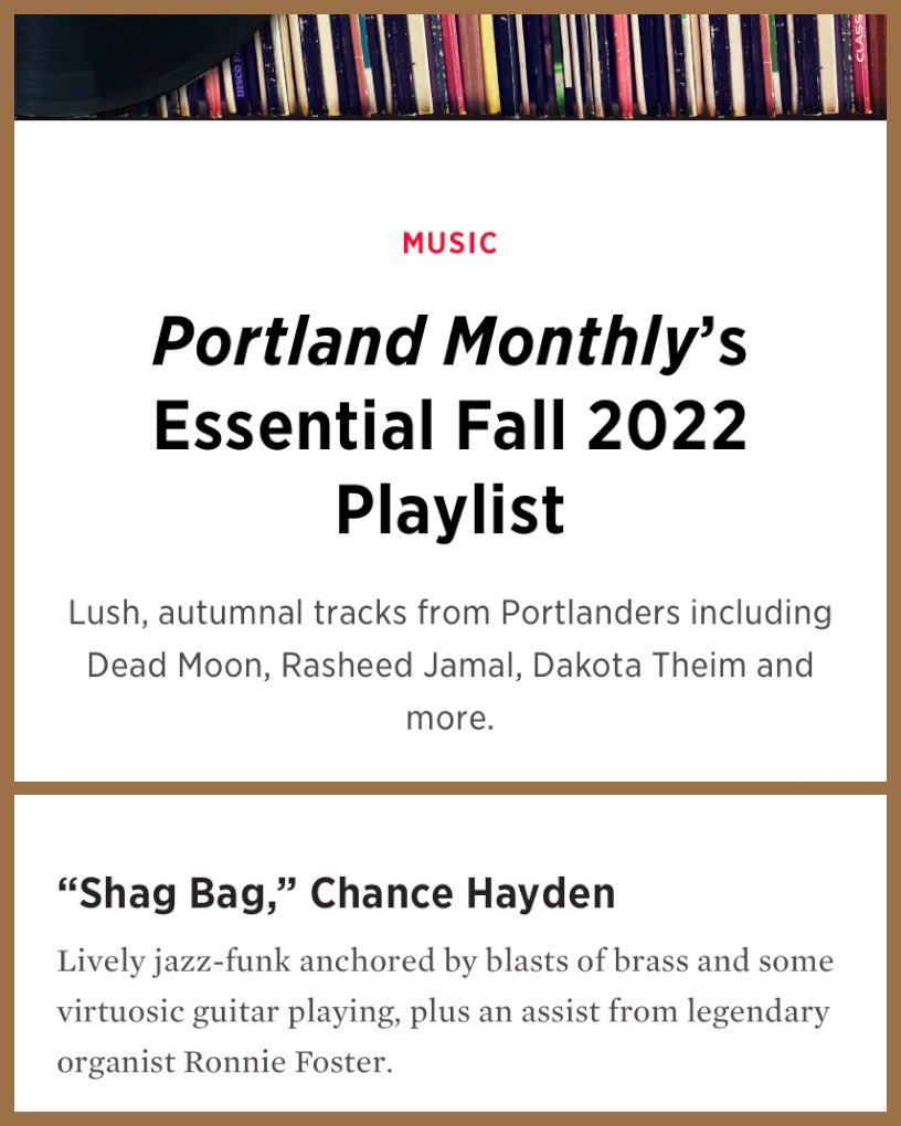Many thanks to <a href="/PoMoMagazine/">Portland Monthly</a> for the inclusion on SHAG BAG in their Essential Fall 2022 Playlist, the link is over in their bio 🎶