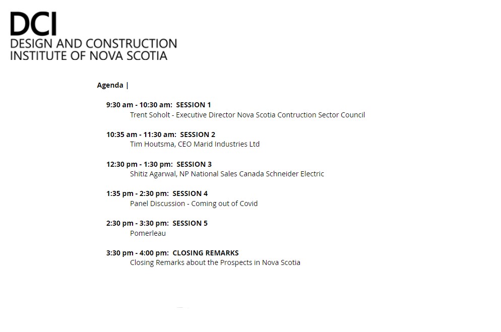 DCInovascotia's tweet photo. Come join the DCI Education event November 3rd as we discuss “Construction Coming out of Covid”, how the construction industry has evolved through Covid, lessons learned, supply chain developments and how strategies for future success. Visit https://t.co/Q6VGa7z5lc for tickets. https://t.co/V630XEp35c