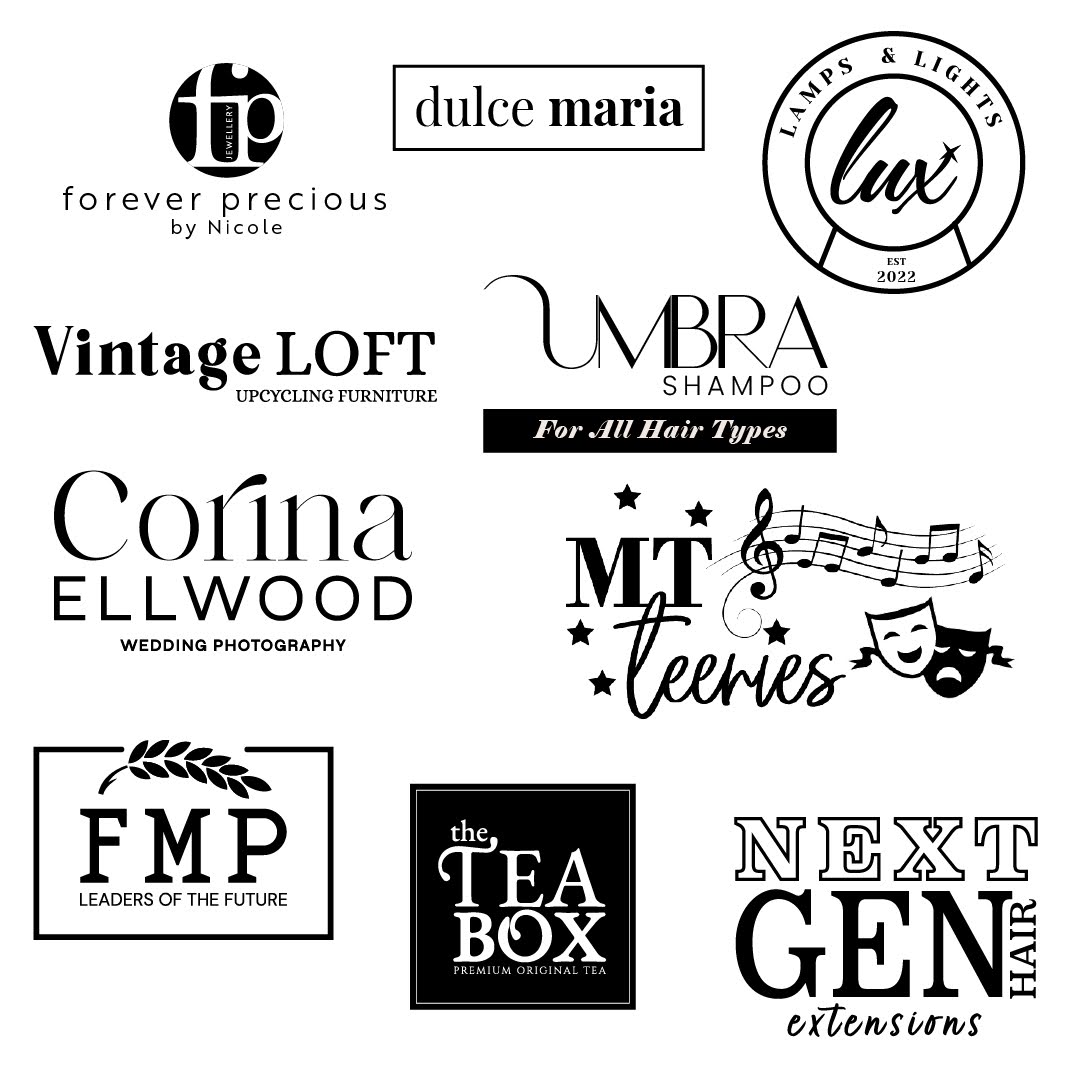 Sophieddesign's tweet photo. Happy Tuesday! 
I decided to put together some logos I have done previously, in black and white, and I'm loving it. 
I always like to use colour in my designs but it's great seeing them like this.

#blackandwhitelogo #blackandwhiteaesthetic #brands #LogoDesign #logos https://t.co/3CZYBRLoFs
