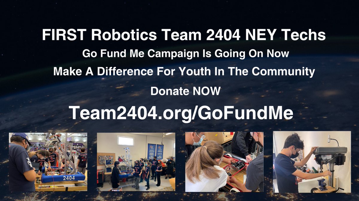 ney_inc's tweet photo. We need your help! Our FIRST Robotics team 2404 has set up a Go Fund Me, and we need to raise $28,000. Please donate to help our team be successful. Any amount helps! https://t.co/OUeG3gaJS0 https://t.co/fLJB3ELhjz