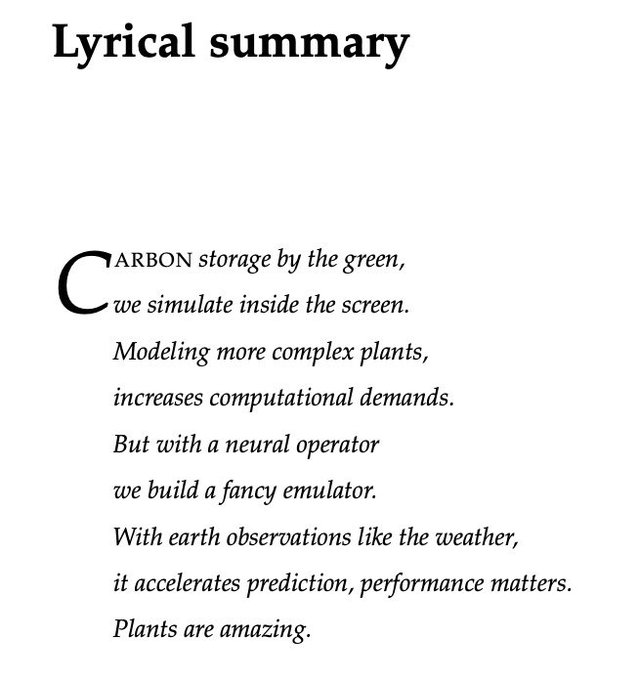 Excellent academic work meets creative mind: Our student Thomas Huber blew us away with this lyrical abstract of his thesis on neural climate models 😍