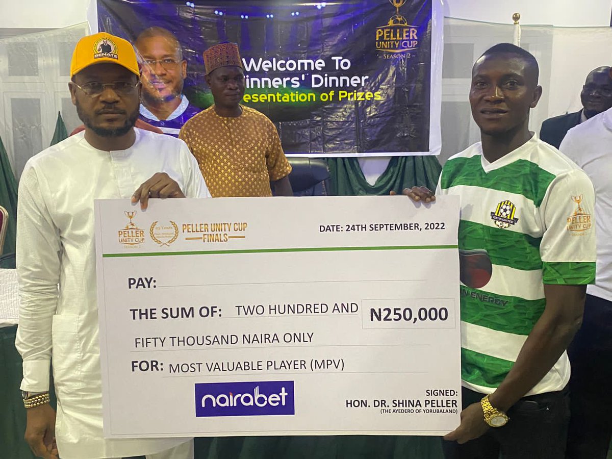 oyosportsnews's tweet photo. SHINA PELLER HOST CUP WINNERS TO DINNER, REWARDS TEAMS WITH CASH PRIZES

Read more 👇
https://t.co/ce6M96GKXL

@ShinaPeller @pellerunitycup @shinapellerVCM @Mikypool4u2c @ACCORDparty @AccordPartyNG https://t.co/FzUV1NFfqM