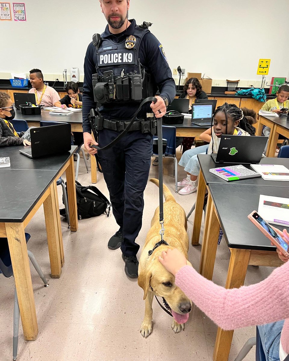 LJHSLions's tweet photo. Ms. Overland’s #Science 6 class got a special visit today from @therealofficerking and his human, Officer Thomas. 🐶 King is a weapons sniffing dog, helping keep our kids and staff safe. Thank you for visiting and informing us!
#LJHS #CCSD #LawrenceLions #CCSDPD https://t.co/9cR2T50iiO