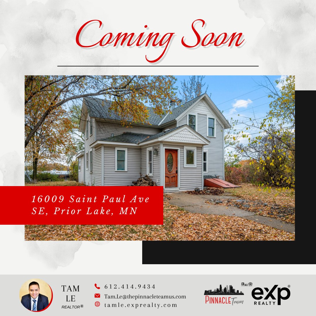 PinnacleTeamUS's tweet image. Coming Soon! Be the first to see it!

#ComingSoonMN #TamLeRealtor #PinnacleTeamMN #EXPRealty #PriorLakeMN #LiveOnAcreage