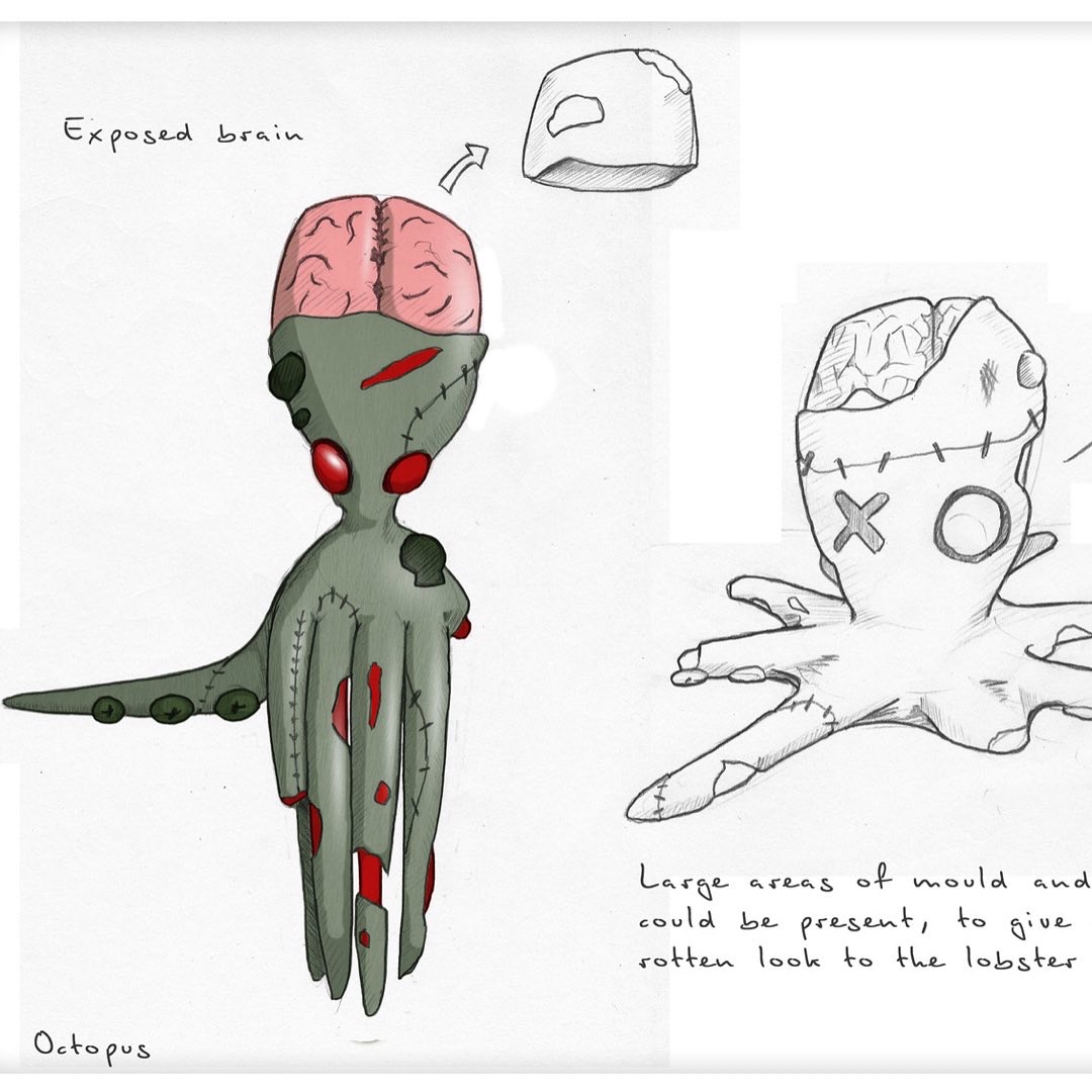 Animazombs's tweet photo. Breaking the quiet spell with some development shots of Edgar the Octopus..!
.
.
.
.
#zombie #octopus #concept #animation #earlydesign #animazombs #edgarwright #bts https://t.co/UV8KFyTaxd