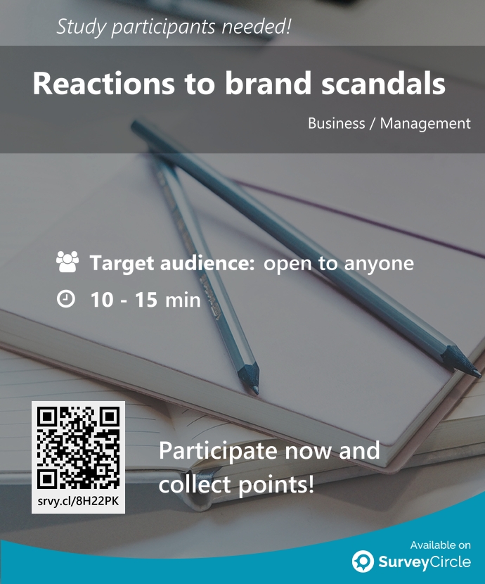SurveyCircle's tweet photo. Participants needed for top-ranked study on SurveyCircle:

"Reactions to brand scandals" https://t.co/6V8Ip5I785 via @SurveyCircle

#ConsumerBehavior #branding #consumer #BrandHate #brands #BrandScandals #survey #surveycircle https://t.co/lvNJKVu4Vx