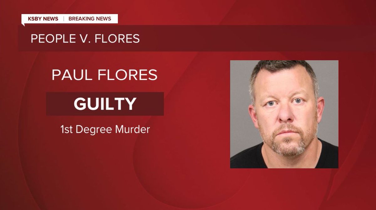 KSBY's tweet photo. A jury on Tuesday found Paul Flores guilty of first-degree murder in the disappearance of Cal Poly student Kristin Smart more than 26 years ago.
Full story here --> https://t.co/Fx08MdLT7d https://t.co/MfdNVoInCd