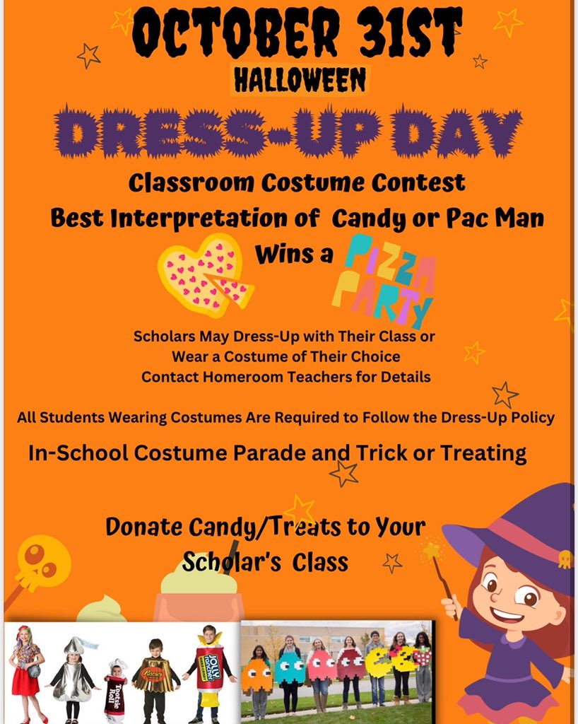 CofieldTowanda's tweet photo. Prep Kids are competing for a pizza party. Grade level teams will select a candy item, Mrs. Pac Man, or Pac Man to show off their costume designing skills. We can’t wait to see how innovative our teachers, students, and parents are…Stay tuned…#BetterTogether https://t.co/2A7pslmnmI