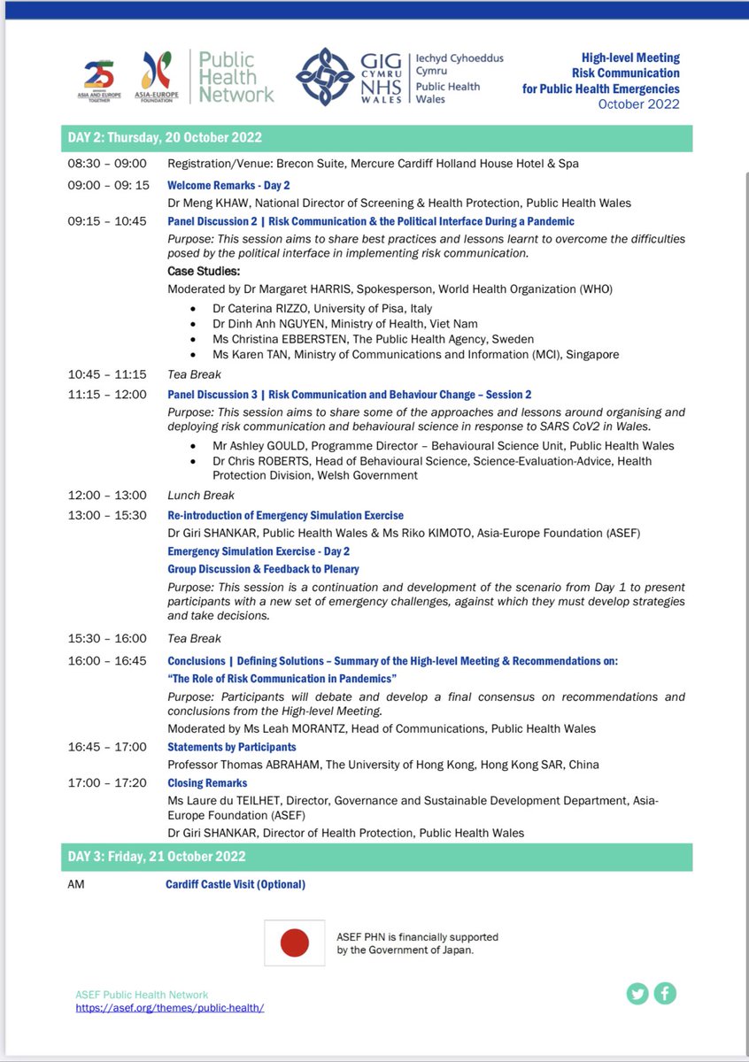 agmshankar's tweet photo. @PublicHealthW is delighted to partner with @aseforg to host a high-level meeting on #RiskCommunication for #PublicHealthEmergencies:
“The Role of Risk Communication in Pandemics” on 19 and 20 #October here in #Cardiff #ASEFRiskComm #RiskComm #PublicHealth #CrisisCommunication https://t.co/aTybUPzG71