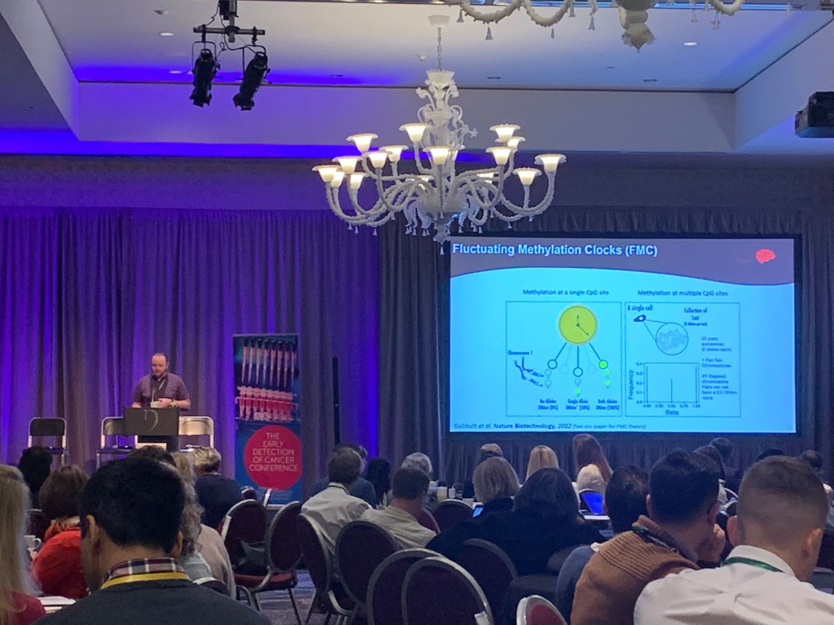 Ryan Schenck #research_junkie smashing it out of the park discussing the use of maths models and fluctuating methylation clocks in cancer early detection! #EDxConf22