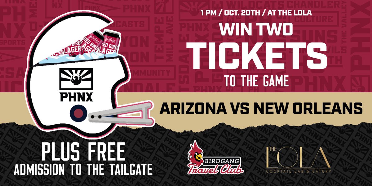 JohnnyVenerable's tweet photo. Wanna score two free tickets to tomorrow’s TNF matchup between Saints and Cardinals?!?

Plus free entry to the @PHNX_Cardinals tailgate!

Just a few simple rules: 

1. Smash the RETWEET!
2. Subscribe to @PHNX_Cardinals podcast!
3. Reply below with screen cap proof!

THAT’S IT! https://t.co/KQqczaVD5e