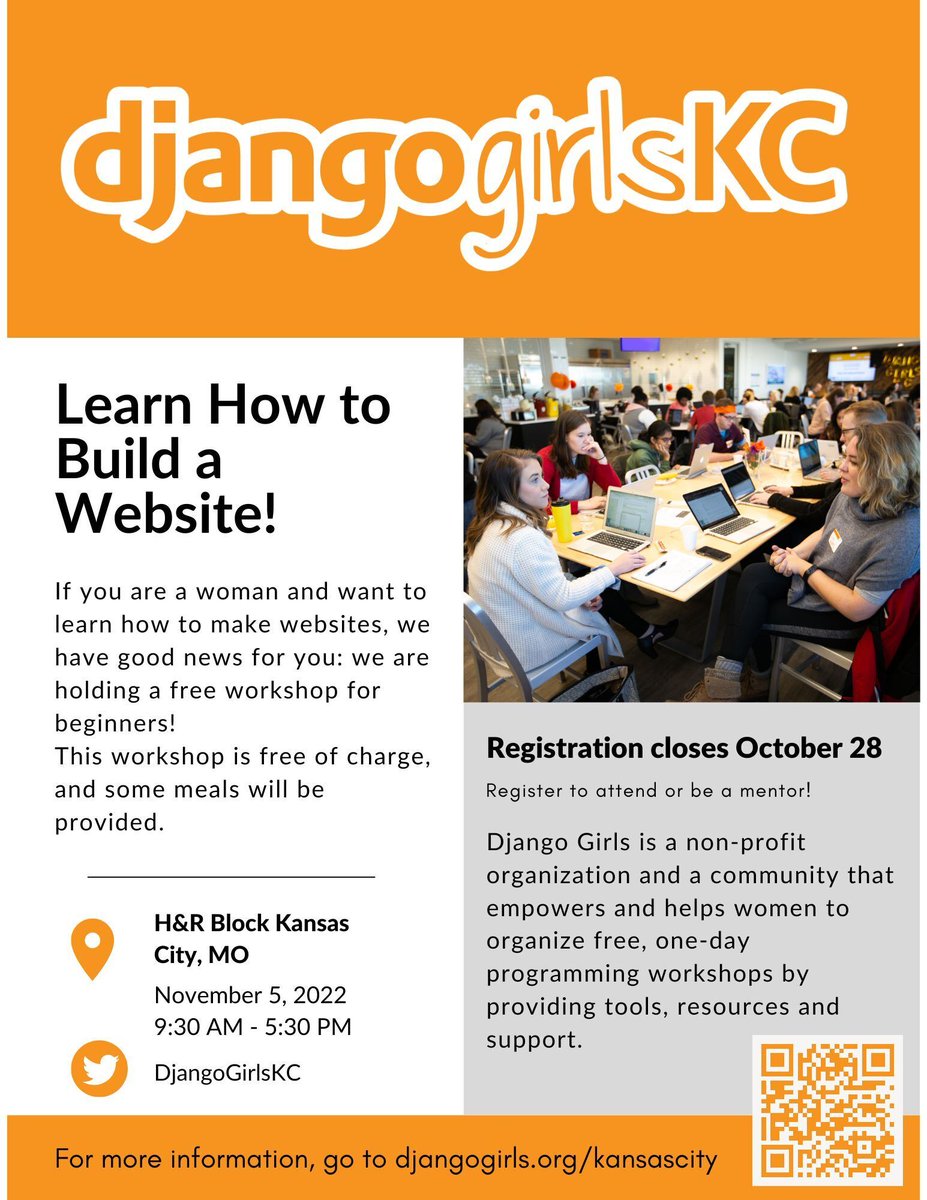 AmyNorris's tweet image. #DjangoGirls KC is BACK! If you're interested in learning to code or think you might be it's a great, low-stakes way to learn. Speaking as a former attendee: I promise it's super chill
#DjangoGirlsKC @DjangoGirlsKC #django #python #womenintech @KCWomeninTech