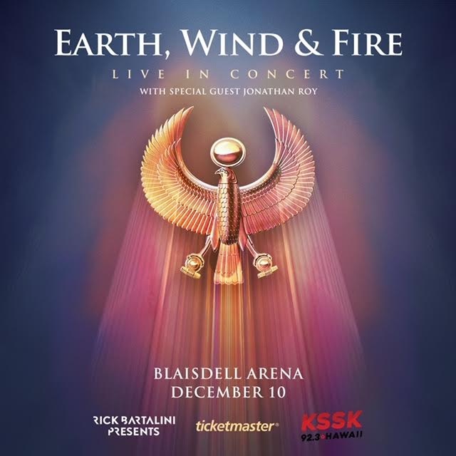 KSSKhawaii's tweet photo. SHOW ANNOUNCEMENT:
Rick Bartalini &amp; 923 KSSK welcome
Earth Wind and Fire Live
Dec 10th @BlaisdellCenter 
 
EXCLUSIVE KSSK PRE-SALE
24-hour presale Friday at 10a

https://t.co/f0CD24cgL8

Promo code: KSSK
 
TUNE INTO WIN! Weekdays 7-8a &amp; Afternoons 3-6pm https://t.co/04ACa6IBA8