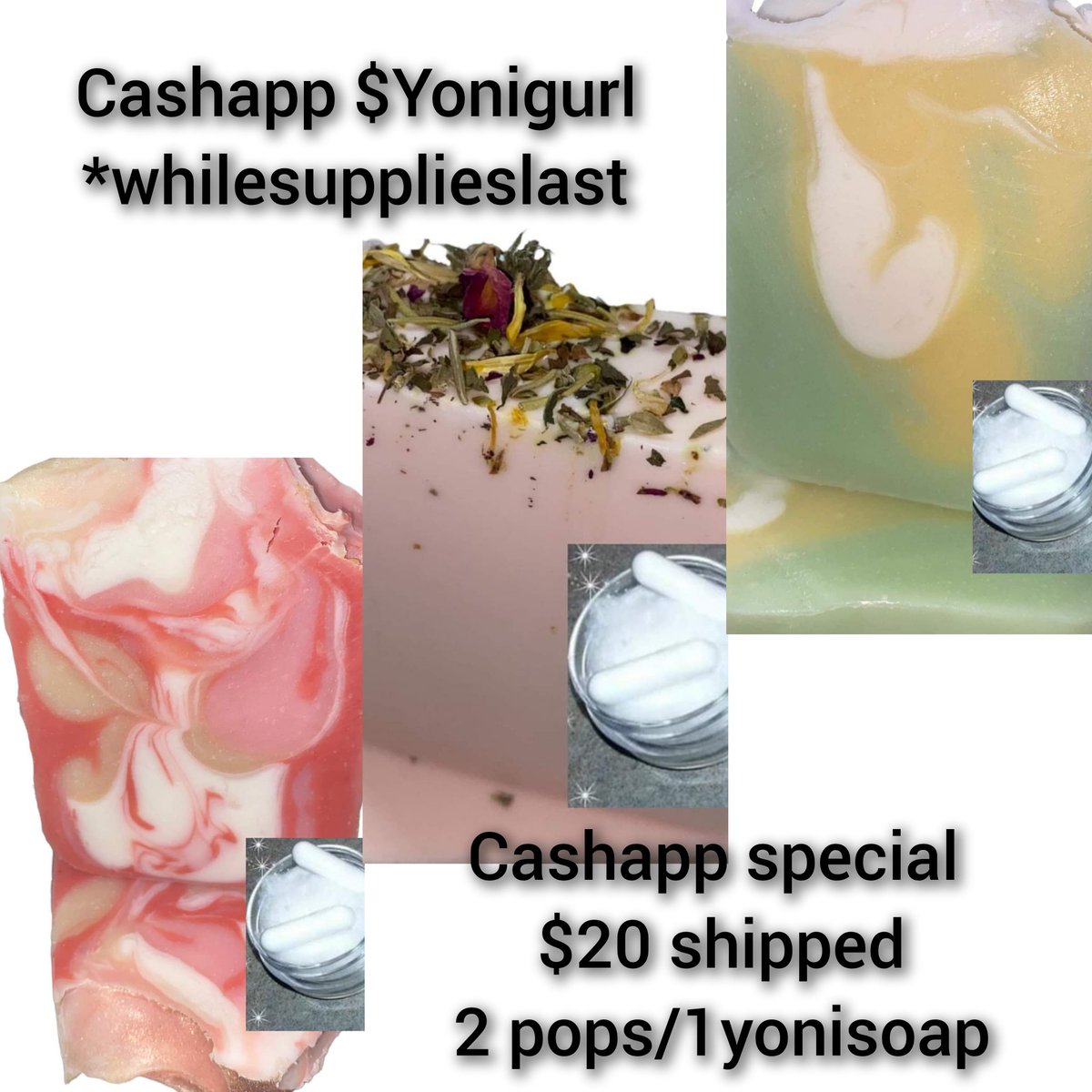 Yonigurlllc's tweet image. Cashapp special! Get 2 #yonipops 1 #yonisoap $20 shipped! 😍 #limitedsupply #peach #strawberrychampagne #pinacoloda 
cashapp $Yonigurl 😘