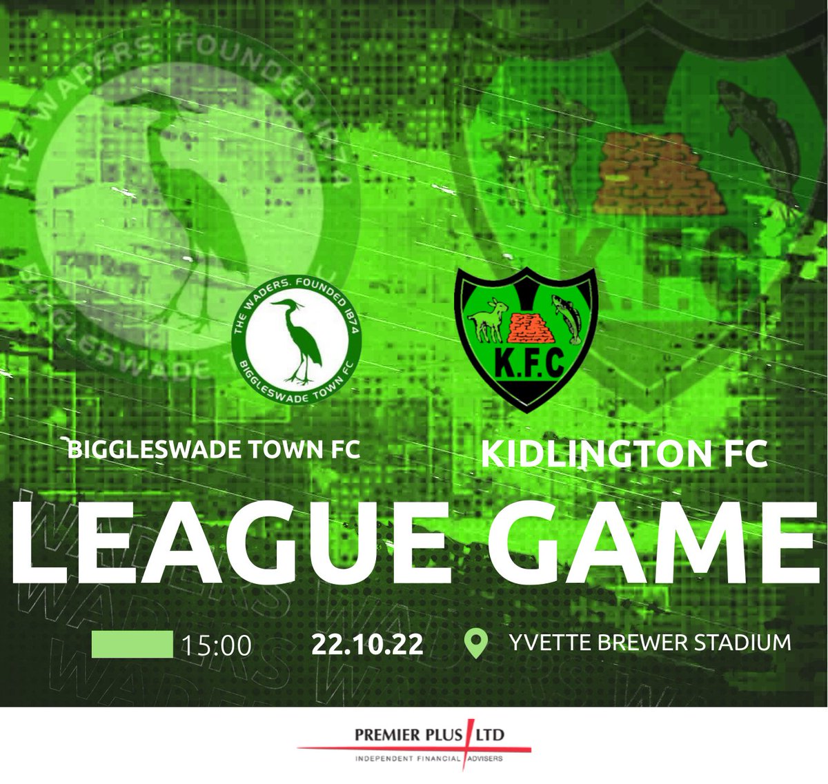 Biggleswade1874's tweet photo. This Saturday we take on @Kidlington_FC. At home come see your waders at the Yvette Brewer Stadium. Kick off is 3pm, bar opens at 2 so does @Shelly3989 see you there.
#waders #greenarmy #onceawaderallwaysawader https://t.co/on7TFzVTku
