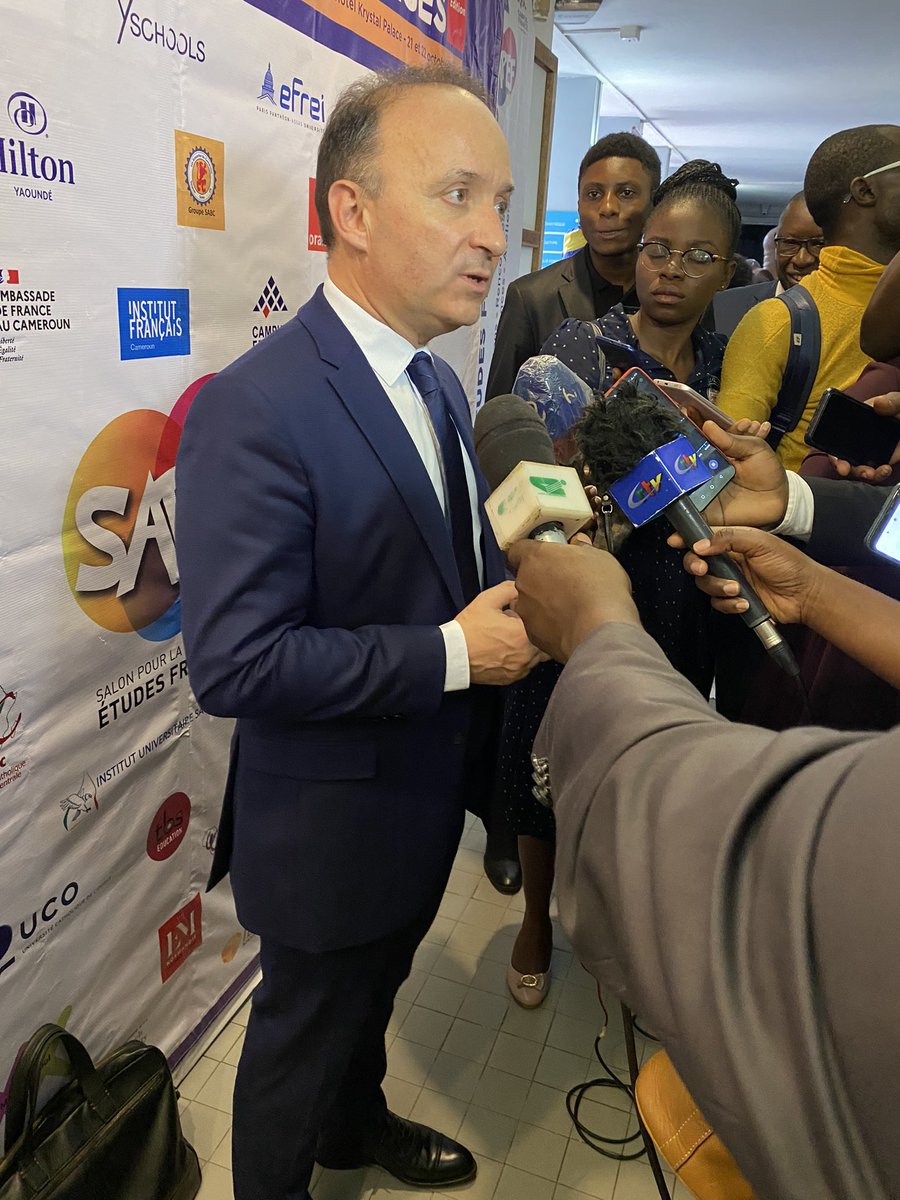 sbraconnier's tweet photo. Échanges avec le ministre de l’ESR du Cameroun à Yaoundé et ouverture du 9ème #SAPEF, aux côtés de l’Ambassadeur de FR L Marchand. Partenariats à densifier et diversifier ds le domaine de la formation et de la rech. @CampusFranceCam @sup_recherche @AssasUniversite @IFCameroun https://t.co/62ZuWJUvvU