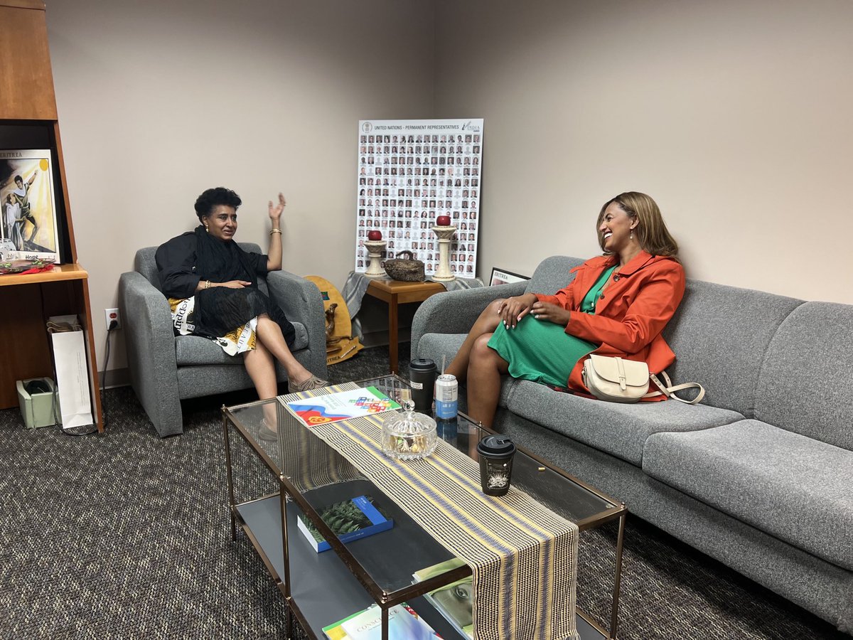 AmbStesfamariam's tweet photo. Great conversation with the incomparable ⁦@HermelaTV⁩. Congratulated her on the work that she is doing to bring the people of #Ethiopia #Eritrea and other #Horn citizens together, to create better understanding through dialogue. The challenges of tomorrow require solidarity https://t.co/BSQu2YXXe2
