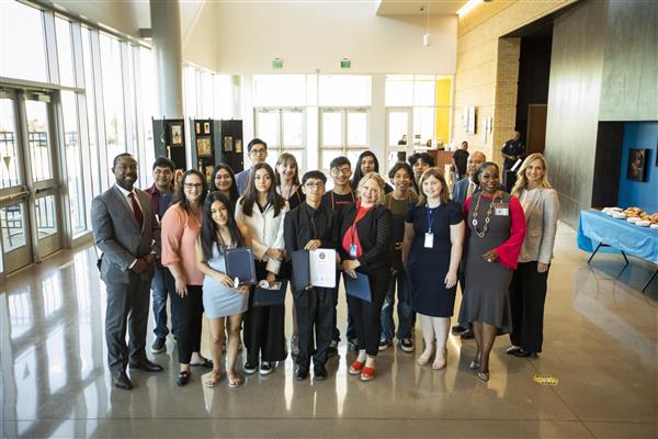 FortWorthISD's tweet photo. Nine students were inducted into the Sociedad Honoraria Hispánica Lin-Manuel Miranda chapter at I.M. Terrell Academy. The society recognizes high achievement of high school students in the Spanish and Portuguese languages. Read more about the event below! https://t.co/9Q2XosoOKe