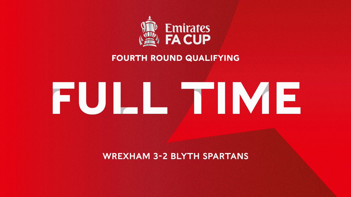 FULL TIME | Wrexham 3-2 Blyth Spartans

Wrexham progress to the FA Cup First Round!

🔴⚪ #WxmAFC